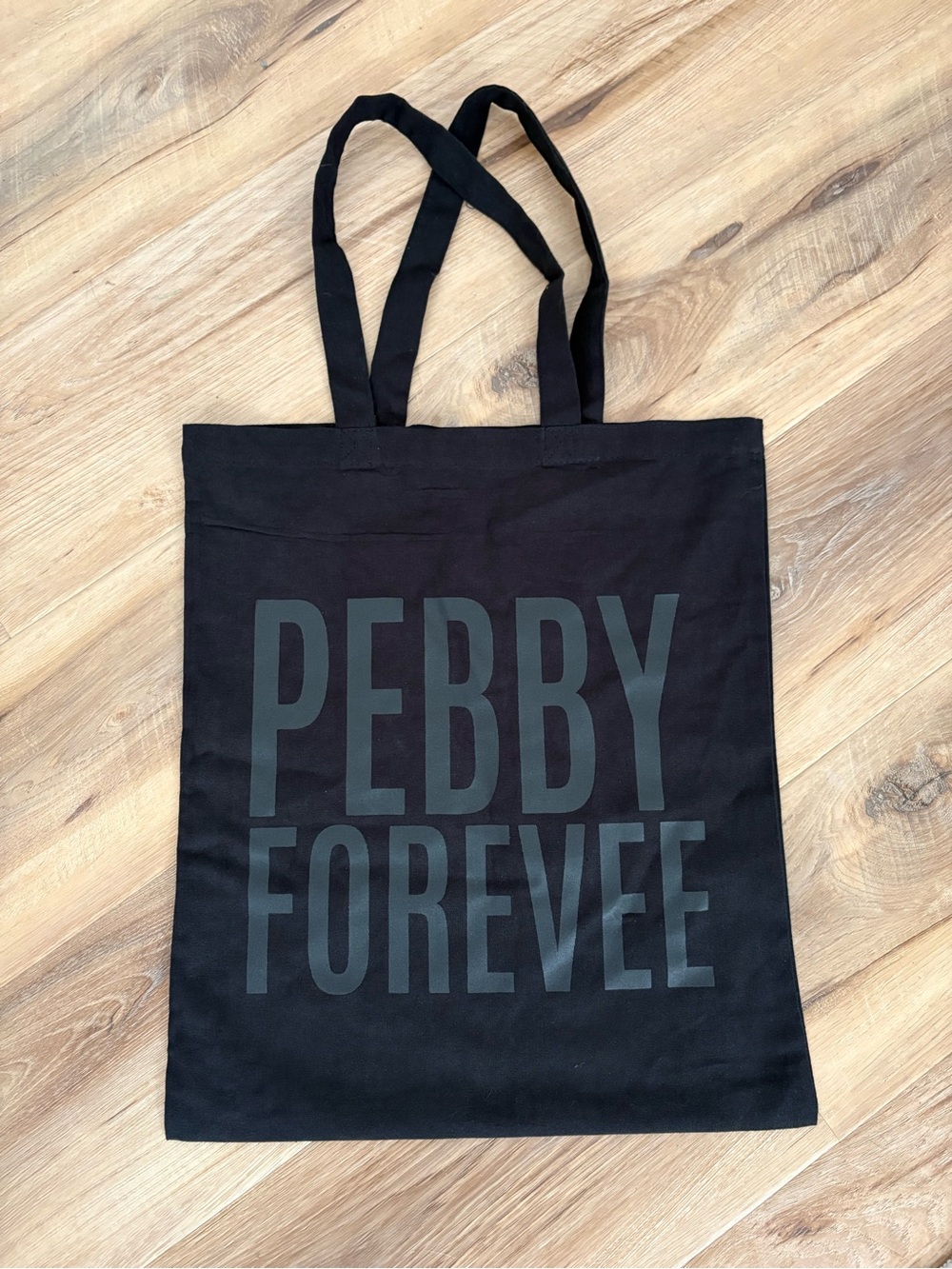 Pebby Forevee Black Canvas Tote Bag